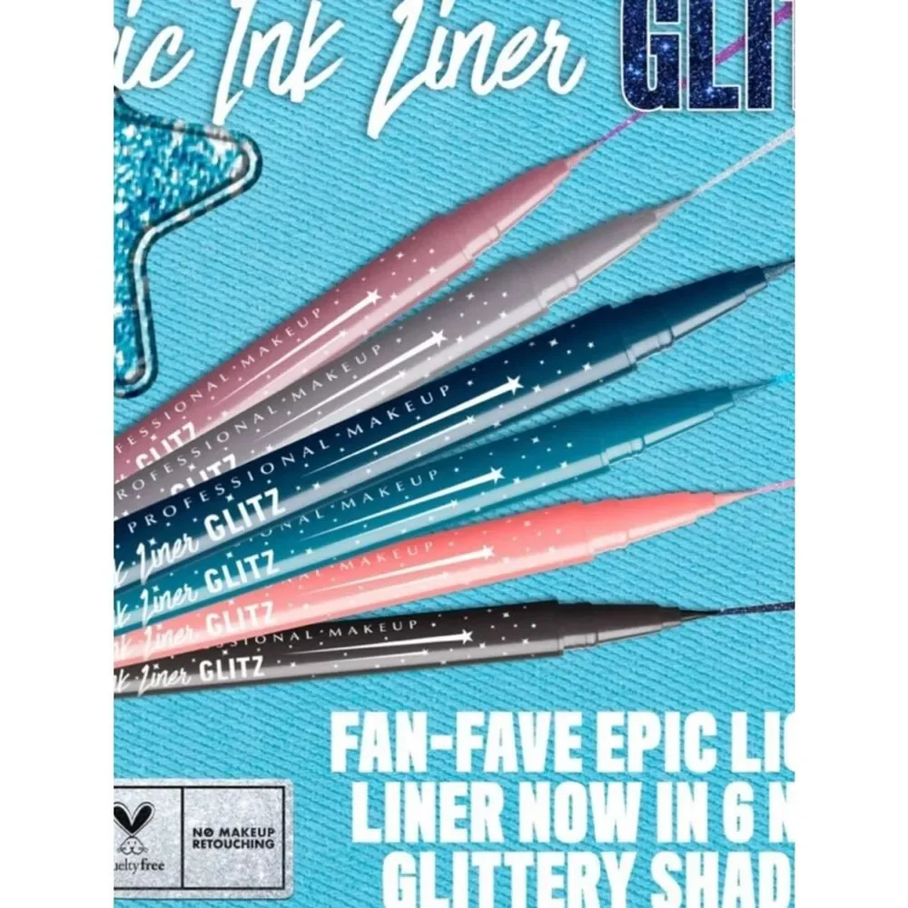 🌷 4 NYX Glitter Liquid Eyeliner Set - Pink, Blue, Silver, Coral New full size